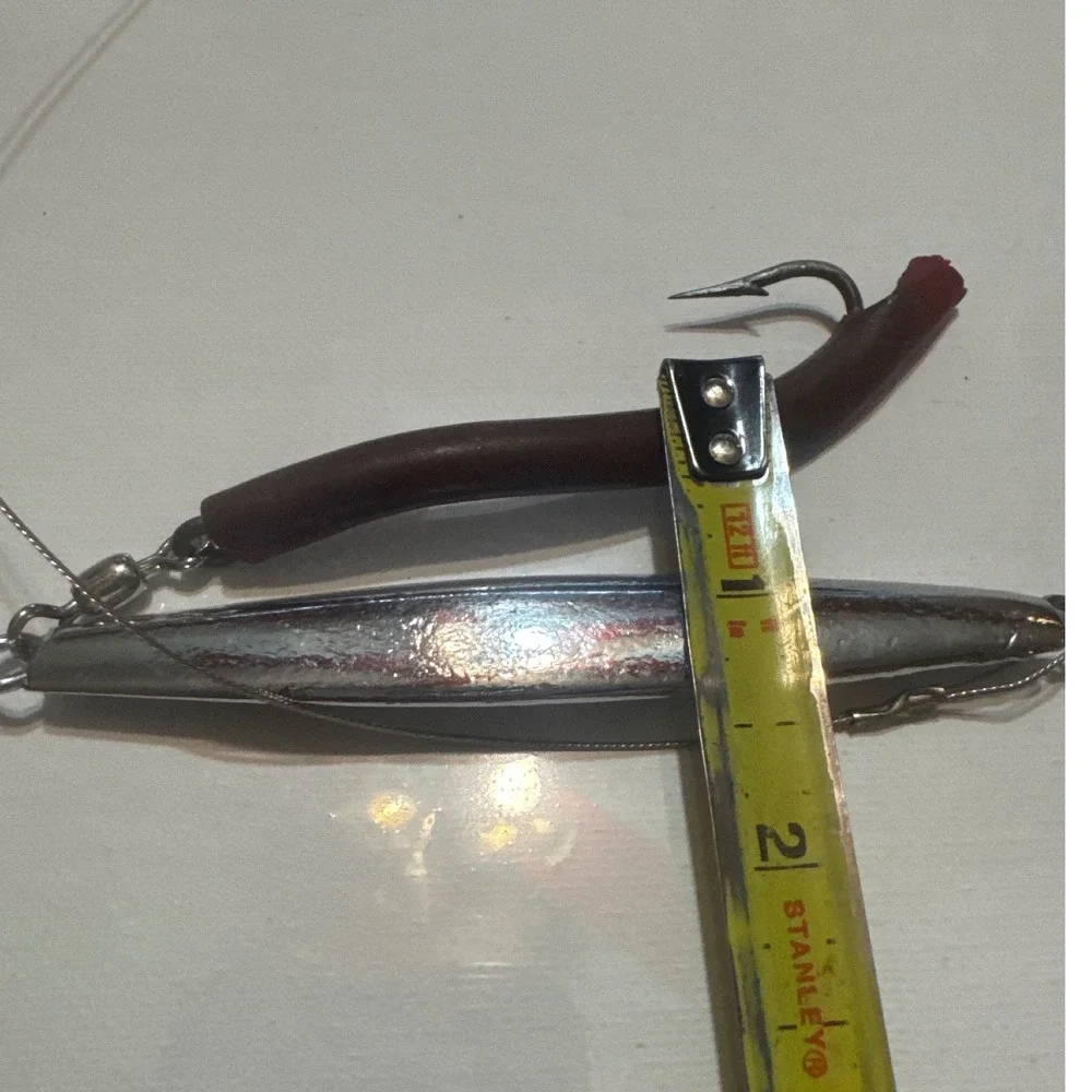 S&G A27 Diamond Jig Saltwater Lure 2.5oz Silver Good Chrome Surgical Tube‎ Tail
